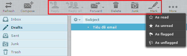 Xóa mail, đánh dấu mail, Forward, Reply trên Webmail Roundcube