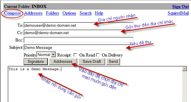 Hướng dẫn sử dụng email SquirrelMail